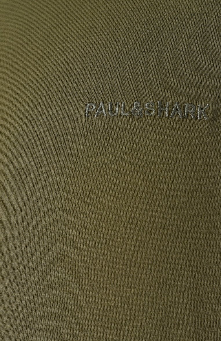Мужская хлопковая футболка PAUL&SHARK хаки цвета, арт. 25411047 | Фото 6 (Длина (для топов): Стандартные; Рукава: Короткие; Материал внешний: Хлопок; Принт: Без принта; Стили: Милитари; Мужское Кросс-КТ: Футболка-одежда; Кросс-КТ: Джерси)