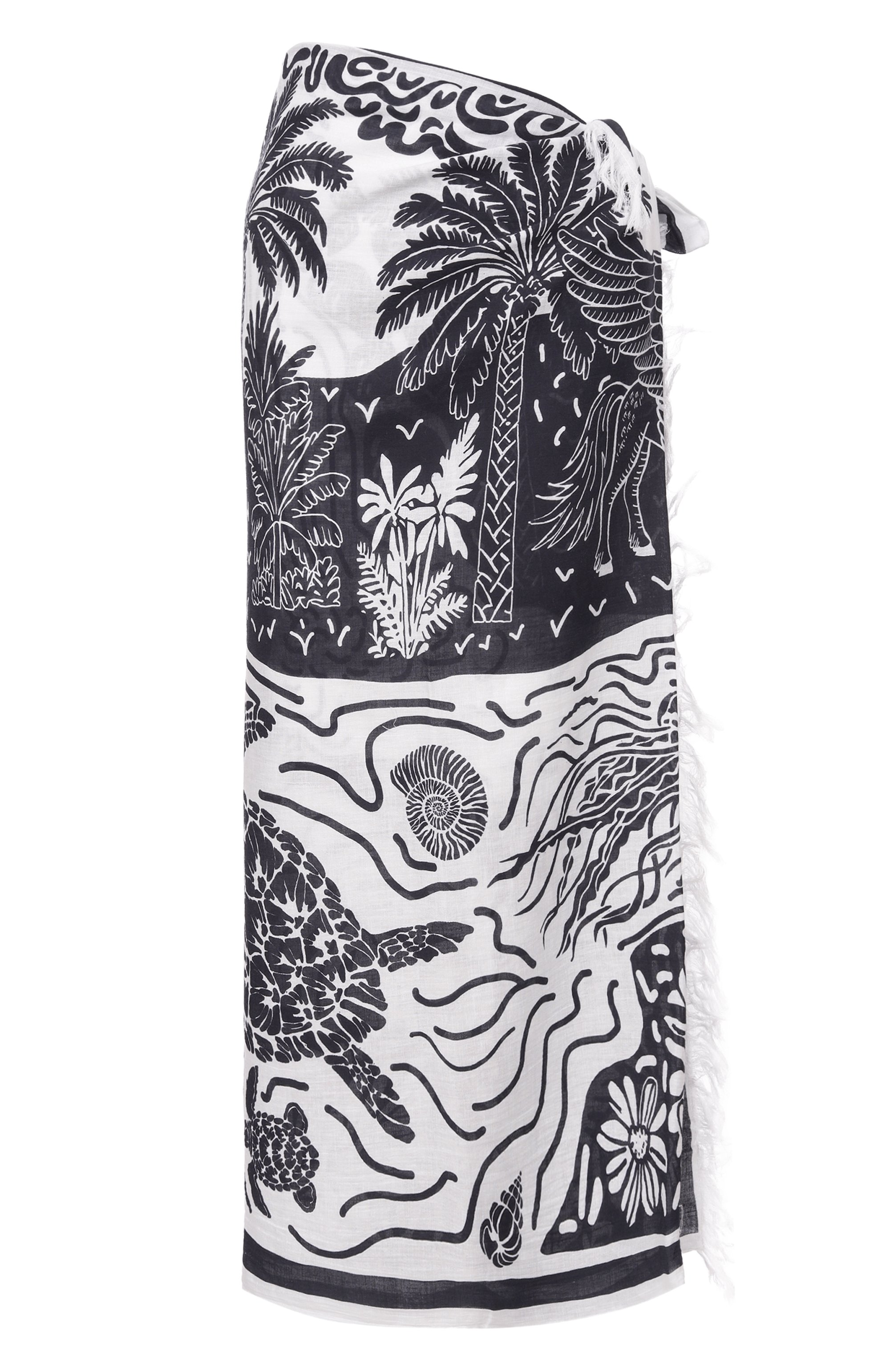 Хлопковое парео SEA LEVEL черно-белого цвета по цене 18650 руб., арт. SL9157JS, фото 1 Хлопковое парео SEA LEVEL, арт. SL9157JS, фото 1