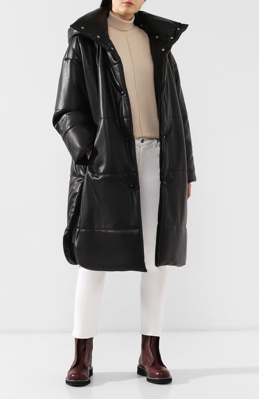 Пальто с капюшоном NANUSHKA, арт. ESKA_BLACK_VEGAN LEATHER, фото 2