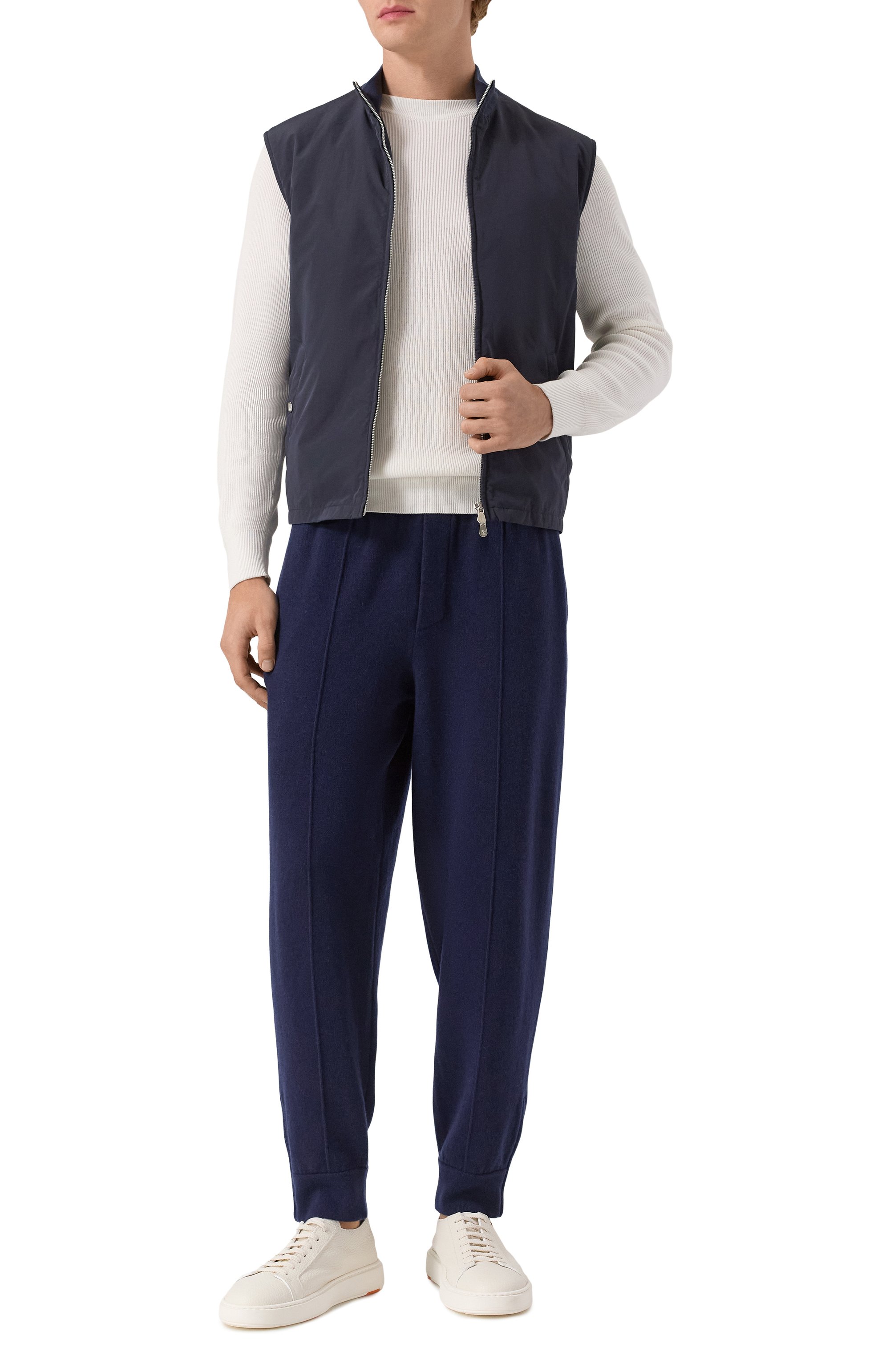 Кашемировые джоггеры BRUNELLO CUCINELLI темно-синего цвета по цене 437500 руб., арт. M2219209G, фото 2 Кашемировые джоггеры BRUNELLO CUCINELLI, арт. M2219209G, фото 2