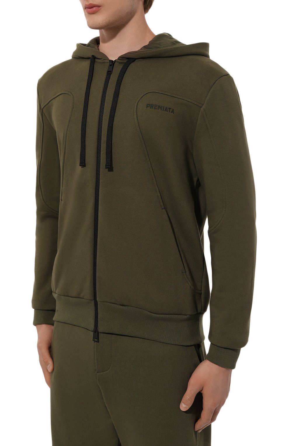 Хлопковая толстовка PREMIATA хаки цвета по цене 27400 руб., арт. PR462, фото 3 Хлопковая толстовка PREMIATA, арт. PR462, фото 3