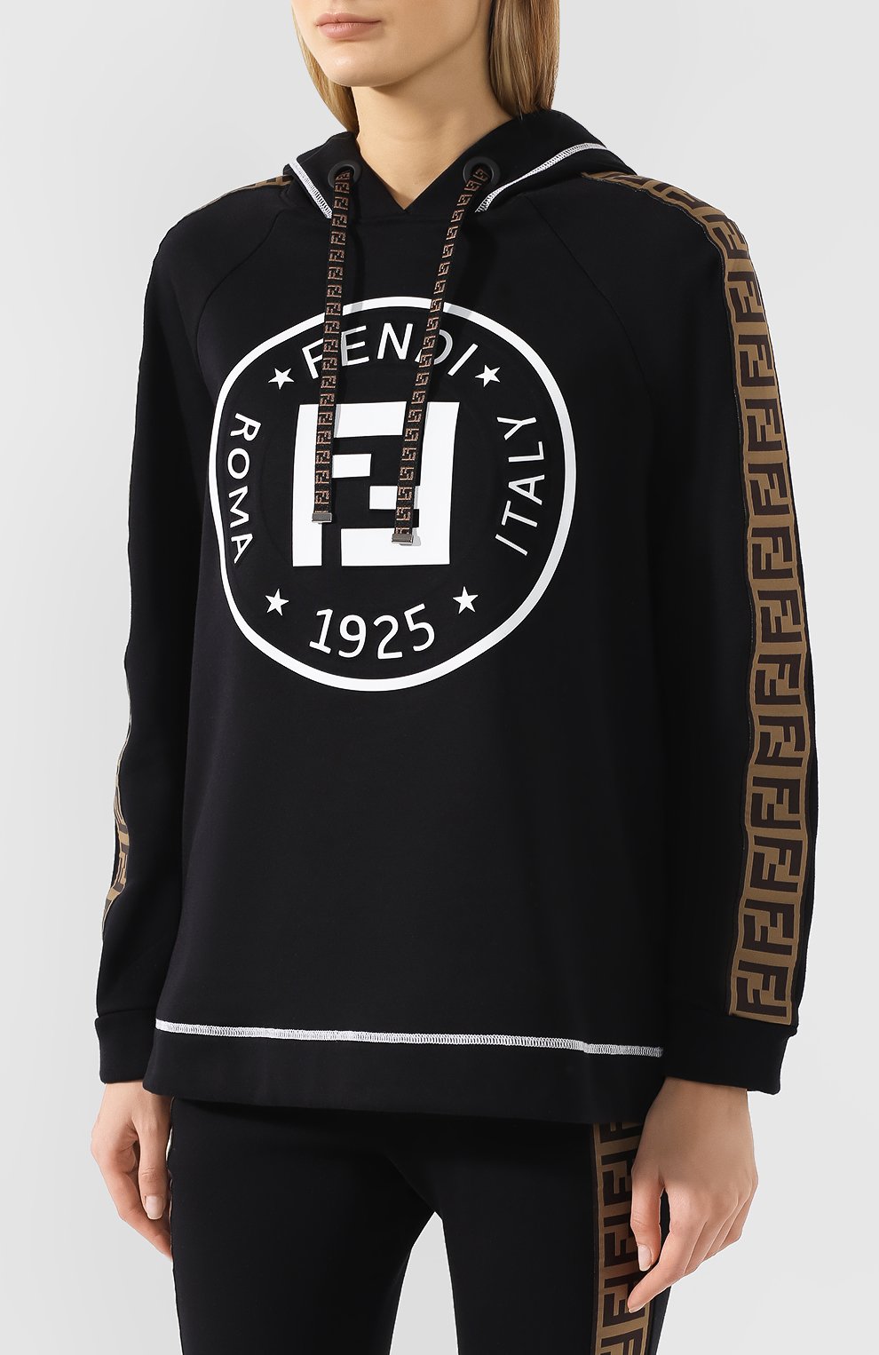 Хлопковое худи FENDI черного цвета по цене 54900 руб., арт. FAF105 A6ML, фото 3 Хлопковое худи FENDI, арт. FAF105 A6ML, фото 3