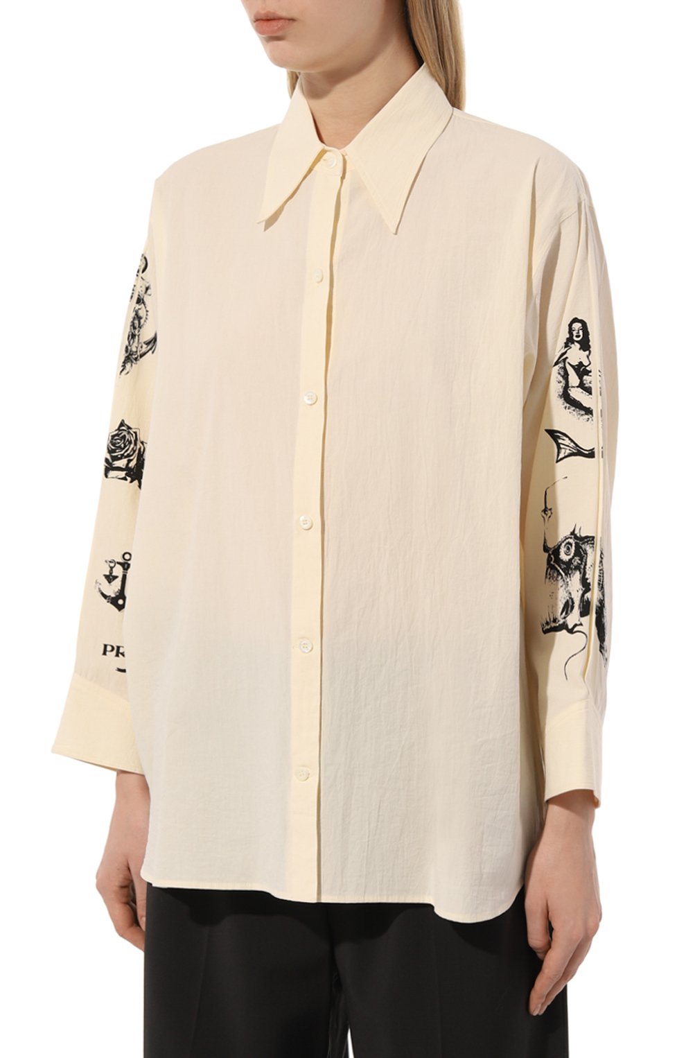 Хлопковая рубашка PRADA, арт. P460F-10M6-F0304-221, фото 3