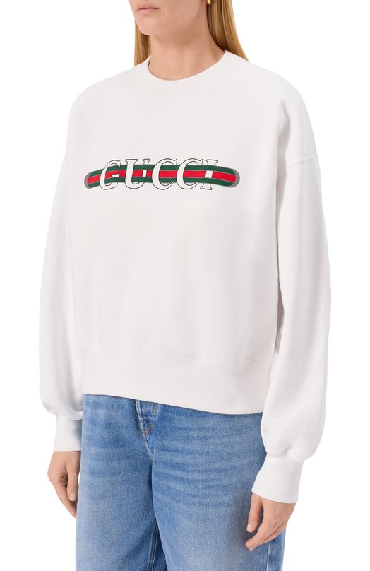 Хлопковый свитшот Gucci 789582/XJGLM Белый  789582/XJGLM Фото 3