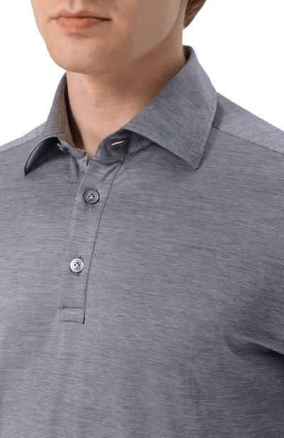 Хлопковое поло KITON серого цвета по цене 79950 руб., арт. UMCP0SH09665, фото 5 Хлопковое поло KITON, арт. UMCP0SH09665, фото 5