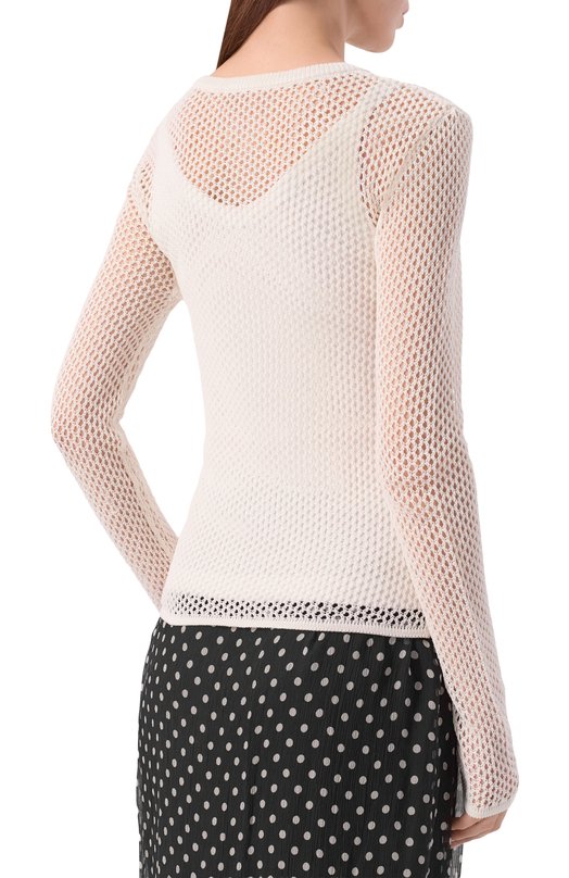 Хлопковый пуловер Ganni A1070231 Бежевый  A1070231 Фото 4