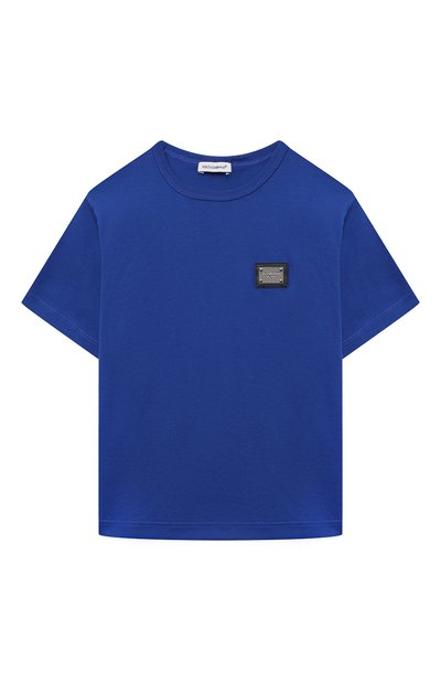 Хлопковая футболка DOLCE & GABBANA синего цвета по цене 21200 руб., арт. L4JT7T/G7I20/8-14, фото 1 Хлопковая футболка DOLCE & GABBANA, арт. L4JT7T/G7I20/8-14, фото 1