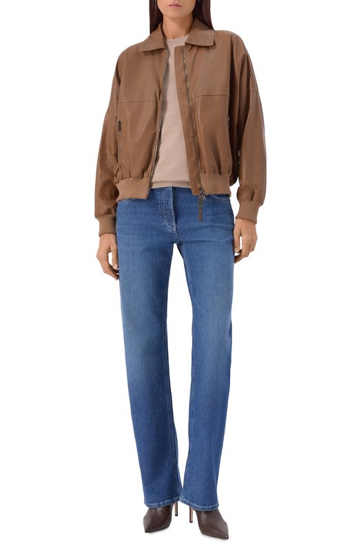 Кожаный бомбер Brunello Cucinelli MPCKL7472 Коричневый  MPCKL7472 Фото 2