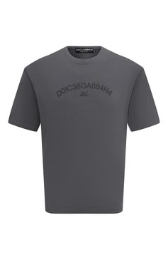 Мужская хлопковая футболка DOLCE & GABBANA темно-серого цвета, арт. G8PN9T/G7M3K | Фото 1 (Рукава: Короткие; Длина (для топов): Стандартные; Принт: С принтом; Материал сплава: Проставлено; Материал внешний: Хлопок; Драгоценные камни: Проставлено; Стили: Кэжуэл)