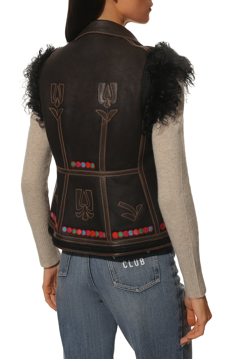 Жилет из овчины MIU MIU темно-коричневого цвета по цене 640000 руб., арт. MPT250-BI6-F0V57, фото 4 Жилет из овчины MIU MIU, арт. MPT250-BI6-F0V57, фото 4