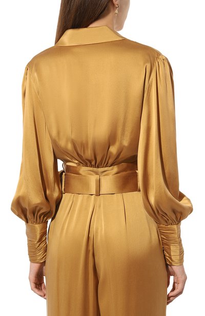 Атласная блузка ZIMMERMANN золотого цвета по цене 79950 руб., арт. 4913TRS24, фото 4 Атласная блузка ZIMMERMANN, арт. 4913TRS24, фото 4