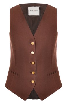 Женский льняной жилет TAGLIATORE 0205 коричневого цвета, арт. GISELLE/340021 | Фото 1 (Длина (верхняя одежда): Короткие; Материал внешний: Лен; Кросс-КТ: костюм; Стили: Кэжуэл; Женское Кросс-КТ: Жилет-одежда)