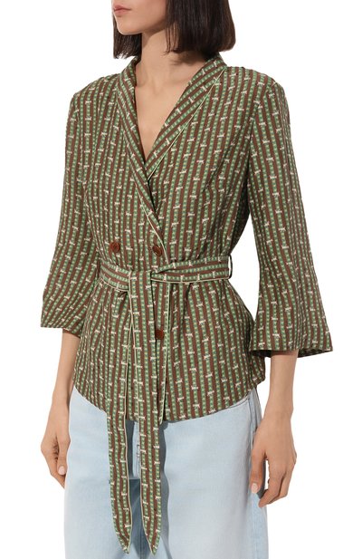 Шелковая рубашка ULYANA SERGEENKO разноцветного цвета по цене 144000 руб., арт. CMA003SS22Ornella (4544т21), фото 3 Шелковая рубашка ULYANA SERGEENKO, арт. CMA003SS22Ornella (4544т21), фото 3