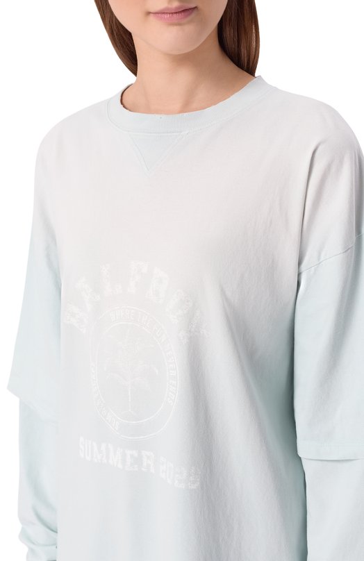 Хлопковый лонгслив Halfboy HS261WD001 JS003/VINTAGE DRESS Голубой  HS261WD001 JS003/VINTAGE DRESS Фото 5