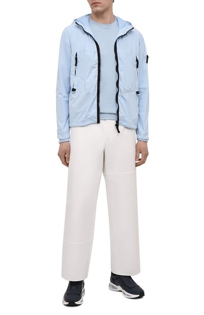 Хлопковый джемпер STONE ISLAND голубого цвета по цене 45950 руб., арт. 7415527B2, фото 2 Хлопковый джемпер STONE ISLAND, арт. 7415527B2, фото 2