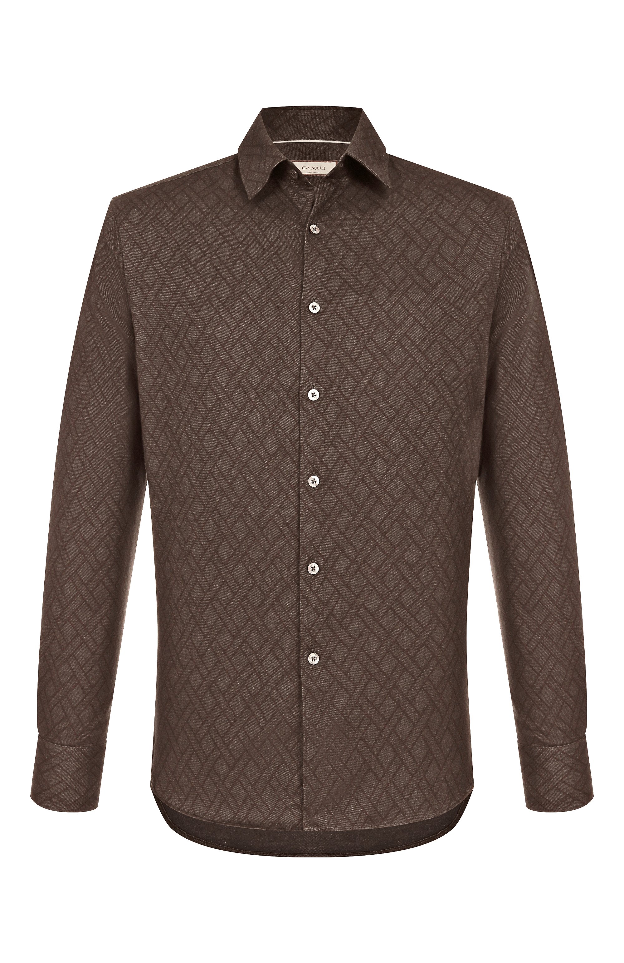 Хлопковая рубашка CANALI темно-коричневого цвета по цене 63900 руб., арт. CSL7079/GL03681, фото 1 Хлопковая рубашка CANALI, арт. CSL7079/GL03681, фото 1