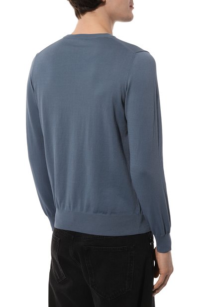 Хлопковый джемпер CANALI синего цвета по цене 34200 руб., арт. C0012/MK00145, фото 4 Хлопковый джемпер CANALI, арт. C0012/MK00145, фото 4