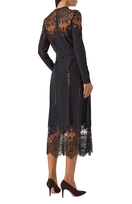Платье изо льна и шелка Elie Saab D0815NP25/YAC07 Чёрный  D0815NP25/YAC07 Фото 4