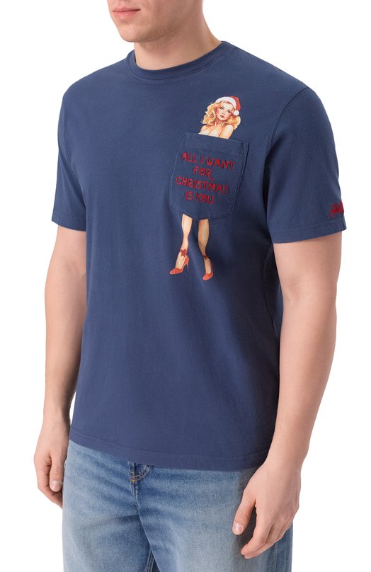 Хлопковая футболка MC2 Saint Barth C0NR0002-02658I/C0NN0R WARM Синий  C0NR0002-02658I/C0NN0R WARM Фото 3