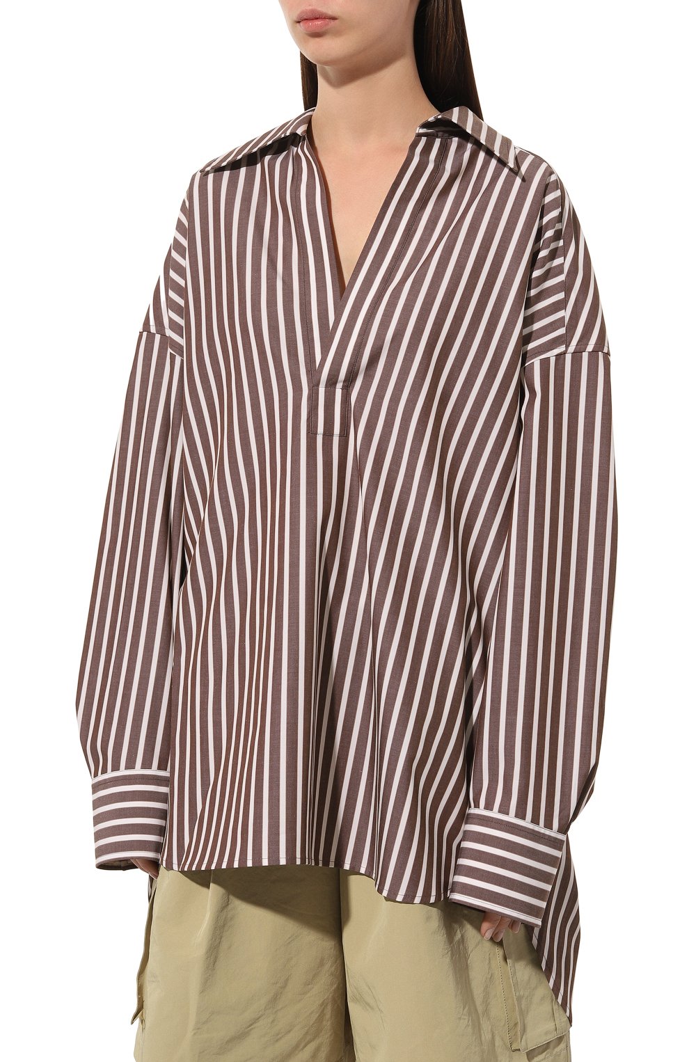 Хлопковая рубашка PETAR PETROV коричневого цвета по цене 69950 руб., арт. S23B17, фото 3 Хлопковая рубашка PETAR PETROV, арт. S23B17, фото 3