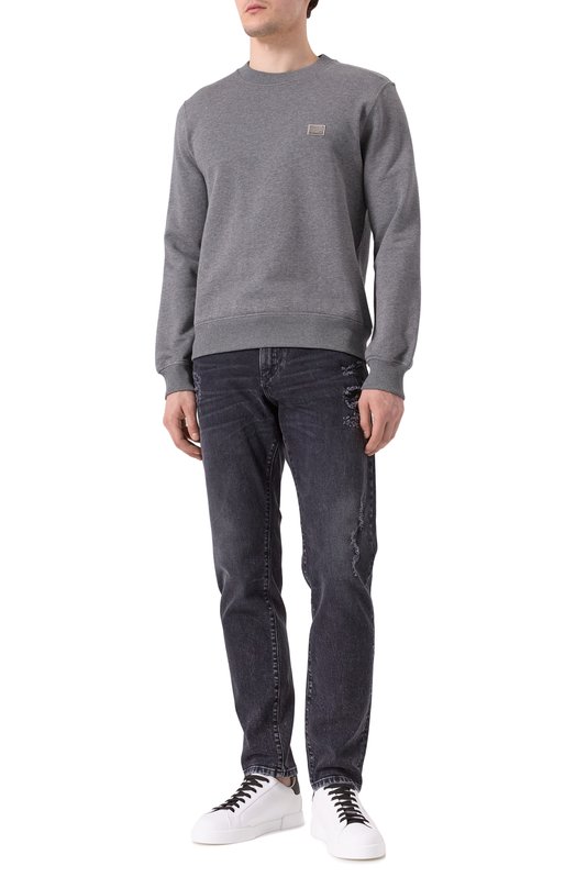 Хлопковый джемпер Dolce & Gabbana G9ABJT/G7N7B Серый  G9ABJT/G7N7B Фото 2