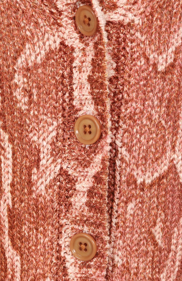 Женский кардиган из вискозы и хлопка DRIES VAN NOTEN темно-розового цвета, арт. 251-011225-1714 | Фото 6 (Материал внешний: Хлопок, Вискоза; Длина (для топов): Стандартные; Рукава: Длинные; Женское Кросс-КТ: кардиган-трикотаж; Застежка: Пуговицы; Стили: Кэжуэл; Автоматизация состава: Проставлено; Автоматизация ТО: Проставлено)