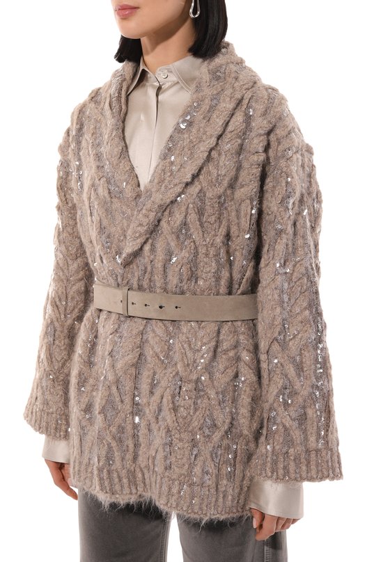 Шерстяной кардиган Brunello Cucinelli MDUR15206 Бежевый  MDUR15206 Фото 3