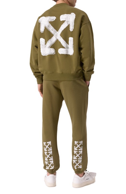 Хлопковый свитшот Off-White 0MBA054S25FLE004 Хаки  0MBA054S25FLE004 Фото 2