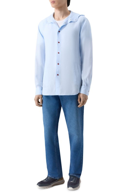 Льняная рубашка Kiton UMCMARH0970102 Голубой  UMCMARH0970102 Фото 2