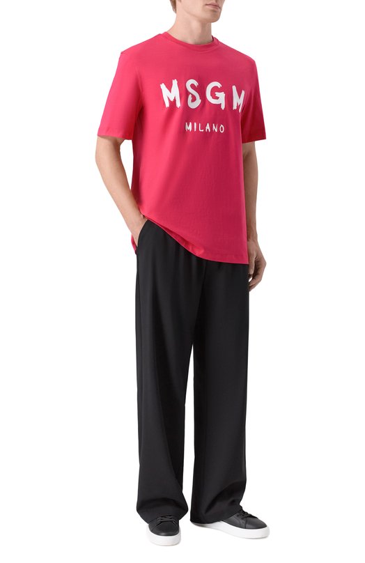 Хлопковая футболка MSGM 4040MM510/267002 Розовый  4040MM510/267002 Фото 2