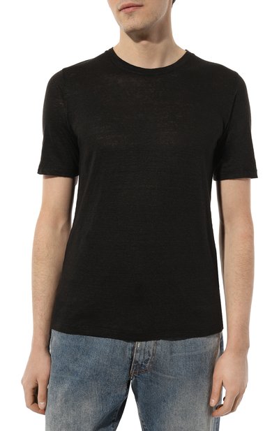 Льняная футболка 120% LINO черного цвета по цене 18150 руб., арт. 31ALIM7186/000E908/S00, фото 3 Льняная футболка 120% LINO, арт. 31ALIM7186/000E908/S00, фото 3