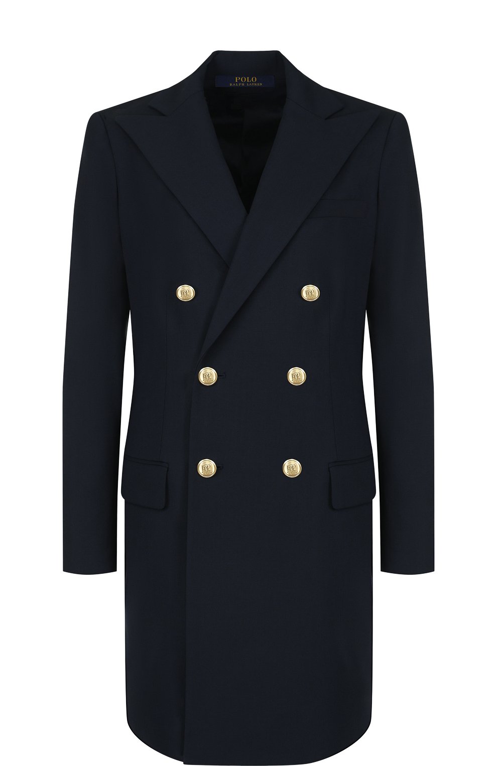 Удлиненное двубортное пальто из шерсти POLO RALPH LAUREN темно-синего цвета по цене 92250 руб., арт. 211641732, фото 1 Удлиненное двубортное пальто из шерсти POLO RALPH LAUREN, арт. 211641732, фото 1