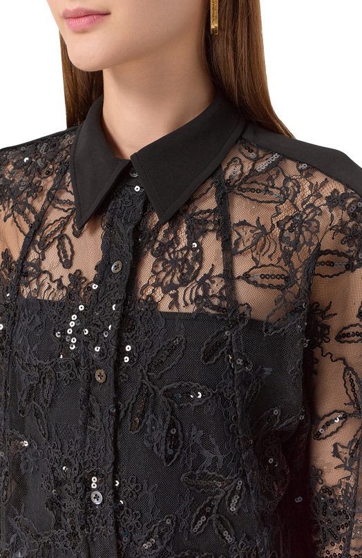 Блузка с отделкой пайетками 3.1 Phillip Lim S252-21687SQL Чёрный  S252-21687SQL Фото 5