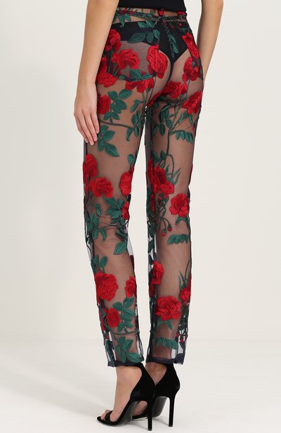 Прозрачные брюки с цветочной вышивкой ADAM SELMAN, арт. 15221R0, фото 4