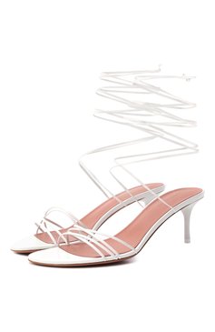 Женские кожаные босоножки lori 60 AMINA MUADDI белого цвета, арт. L0RI LACE UP 60/NAPPA | Фото 1 (Каблук высота: Средний; Материал внутренний: Натуральная кожа; Подошва: Плоская; Материал внешний: Натуральная кожа; Каблук тип: Шпилька; Автоматизация состава: Проставлено; Автоматизация ТО: Проставлено)