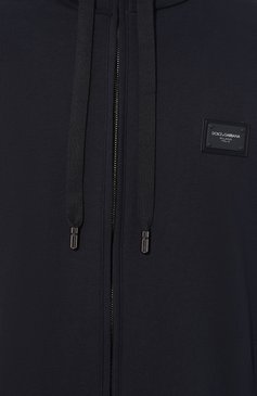 Мужской хлопковая толстовка DOLCE & GABBANA темно-синего цвета, арт. G9ABIT/G7M4Y | Фото 5 (Драгоценные камни: Проставлено; Материал внешний: Хлопок; Рукава: Длинные; Материал сплава: Проставлено; Длина (для топов): Стандартные; Мужское Кросс-КТ: Толстовка-одежда; Стили: Кэжуэл)