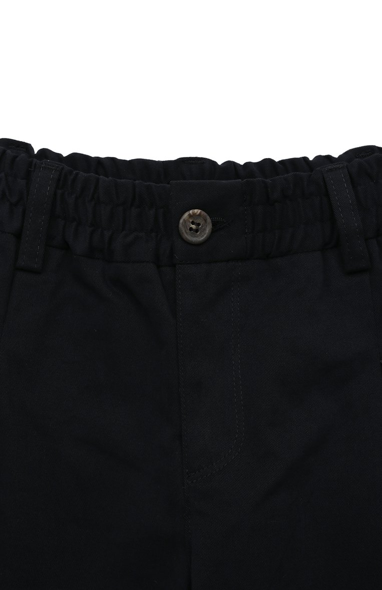 Детские хлопковые брюки DAL LAGO темно-синего цвета, арт. W107/9510/4-6 | Фото 3 (Случай: Повседневный; Материал сплава: Проставлено; Нос: Не проставлено; Материал внешний: Хлопок)