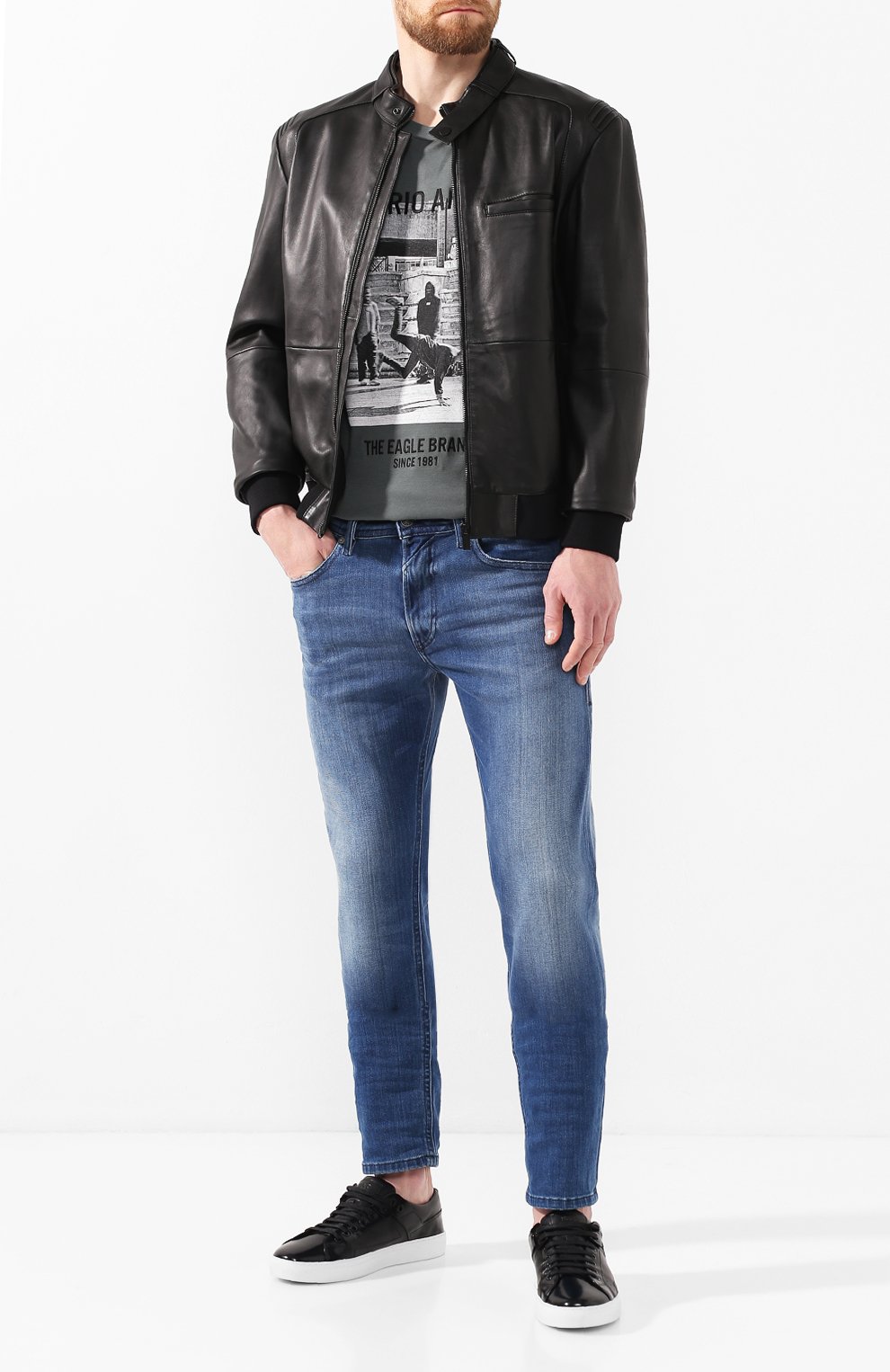 Кожаный бомбер HUGO, арт. 50420510, фото 2