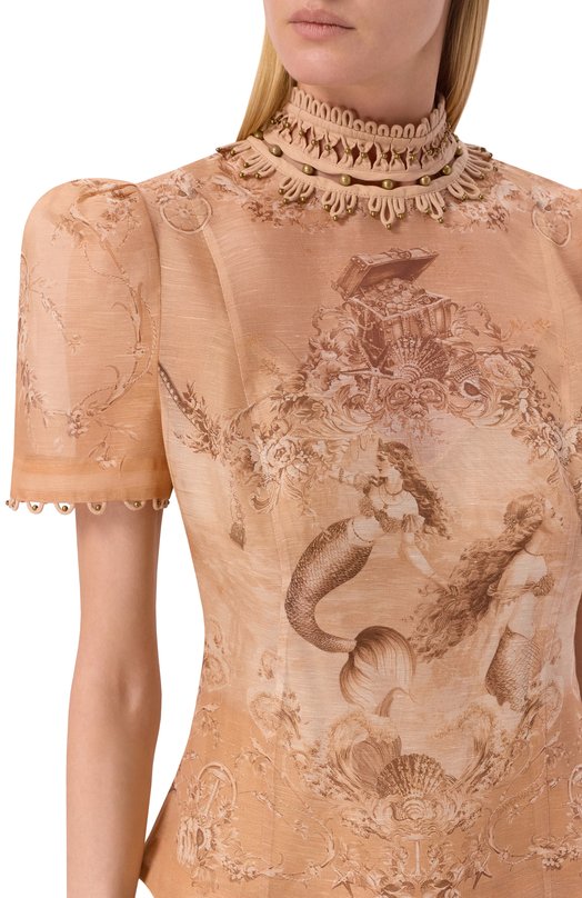 Льняной топ Zimmermann 6942TC261 Бежевый  6942TC261 Фото 5