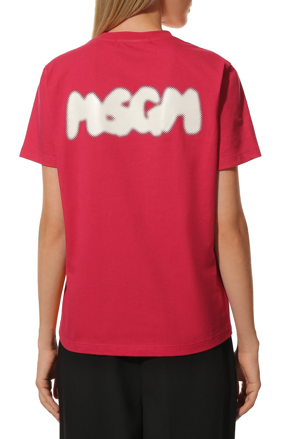 Хлопковая футболка MSGM фуксия цвета по цене 12800 руб., арт. 3341MDM185 227798, фото 4 Хлопковая футболка MSGM, арт. 3341MDM185 227798, фото 4