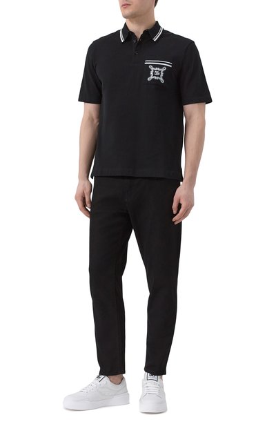 Хлопковое поло DOLCE & GABBANA черного цвета по цене 75300 руб., арт. G8SN2Z/G7N8M, фото 2 Хлопковое поло DOLCE & GABBANA, арт. G8SN2Z/G7N8M, фото 2