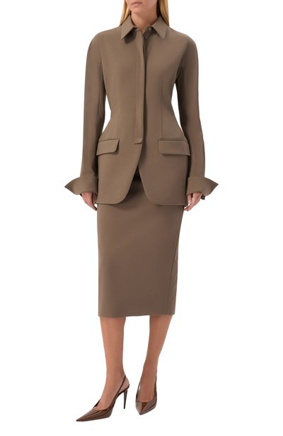 Шерстяная юбка MUGLER темно-бежевого цвета по цене 113000 руб., арт. 26F1JU06001035, фото 2 Шерстяная юбка MUGLER, арт. 26F1JU06001035, фото 2