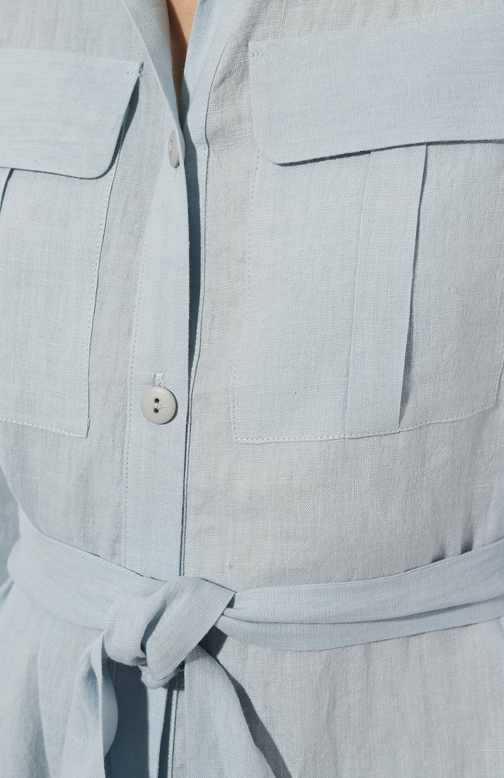 Льняное платье A MERE CO голубого цвета по цене 53500 руб., арт. AMC-RSS23-035B, фото 5 Льняное платье A MERE CO, арт. AMC-RSS23-035B, фото 5