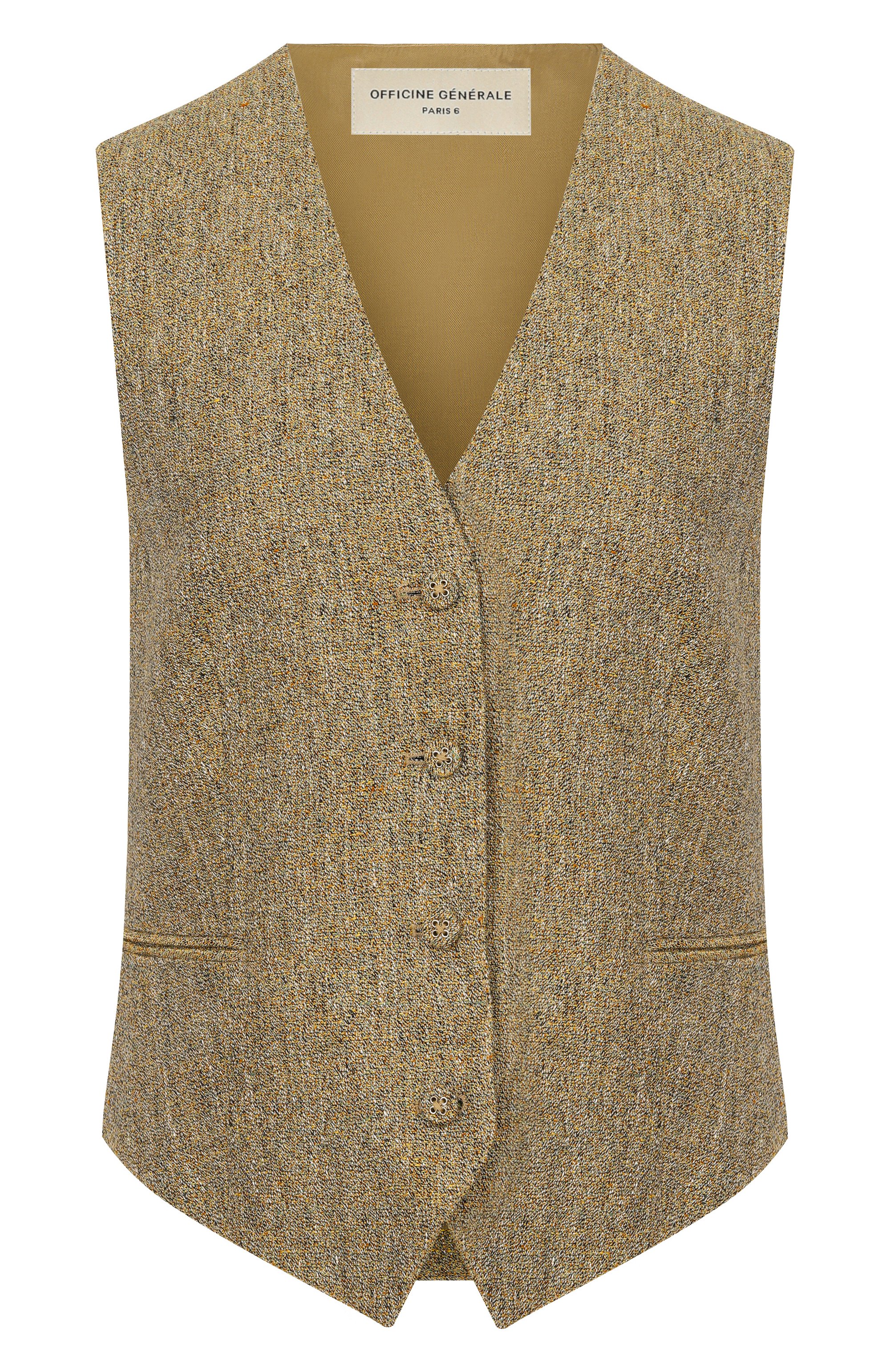 Льняной жилет OFFICINE GENERALE бежевого цвета по цене 43750 руб., арт. S26WTLG406, фото 1 Льняной жилет OFFICINE GENERALE, арт. S26WTLG406, фото 1