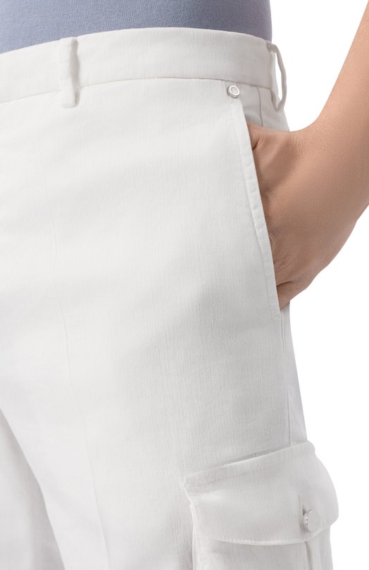 Шорты изо льна и хлопка Kiton UFPPBK0603H Белый  UFPPBK0603H Фото 5