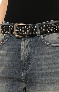 Женский кожаный ремень THE KOOPLES черного цвета, арт. AFCE29008K | Фото 2 (Нос: Не проставлено; Материал: Натуральная кожа; Кросс-КТ: Тонкие)