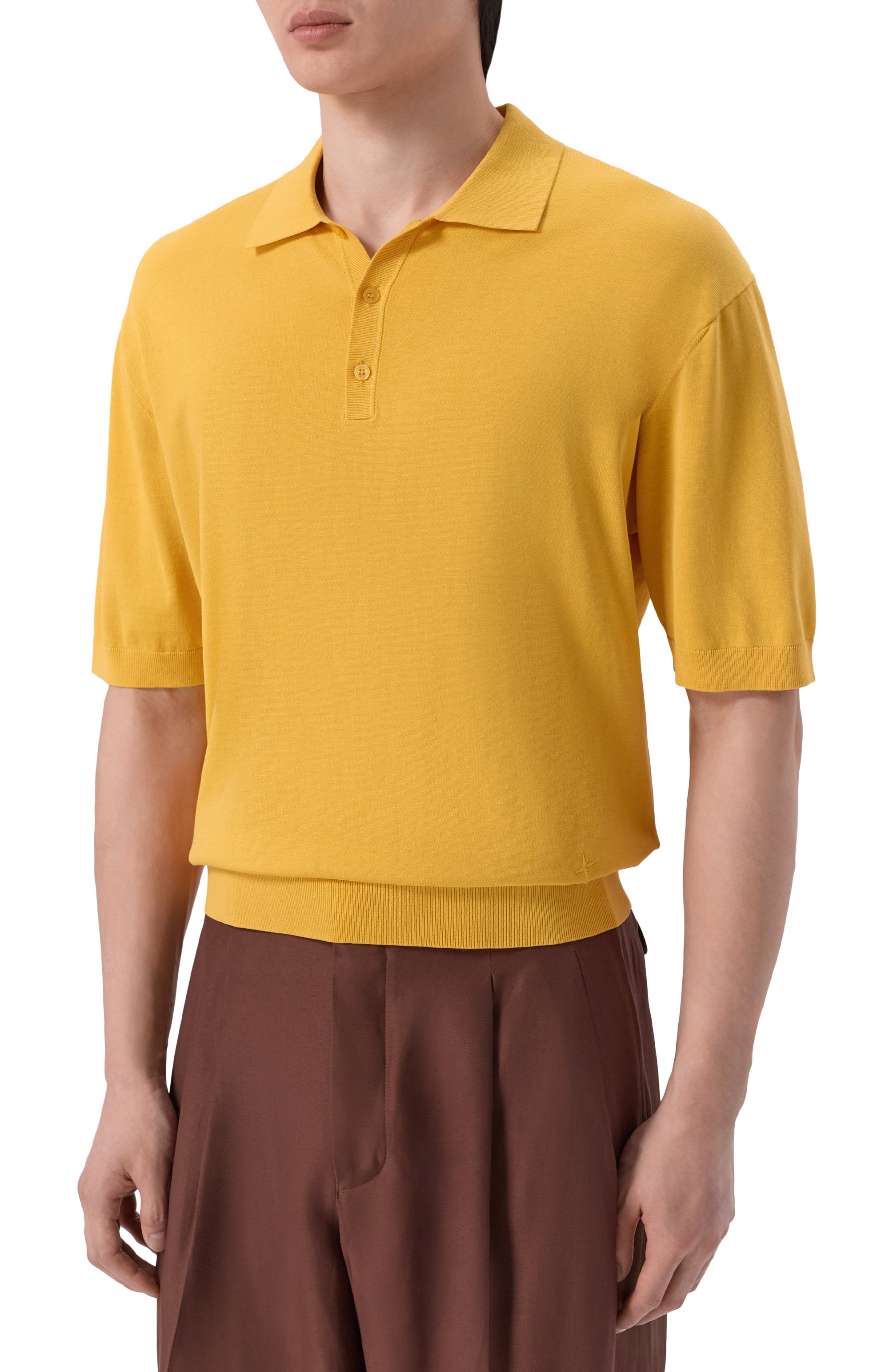 Хлопковое поло LANEUS желтого цвета по цене 26650 руб., арт. S6LAMAKP015, фото 3 Хлопковое поло LANEUS, арт. S6LAMAKP015, фото 3