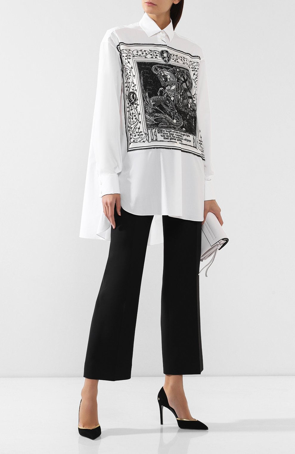 Шелковая рубашка LANVIN черно-белого цвета по цене 93050 руб., арт. RW-T0603T-4180-H19, фото 2 Шелковая рубашка LANVIN, арт. RW-T0603T-4180-H19, фото 2