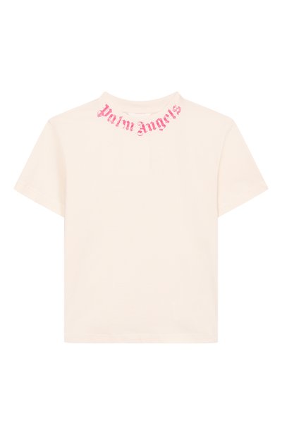 Детская хлопковая футболка PALM ANGELS кремового цвета по цене 9315 руб., арт. PGAA002S26JER005 | Фото 1 Хлопковая футболка PALM ANGELS, арт. PGAA002S26JER005