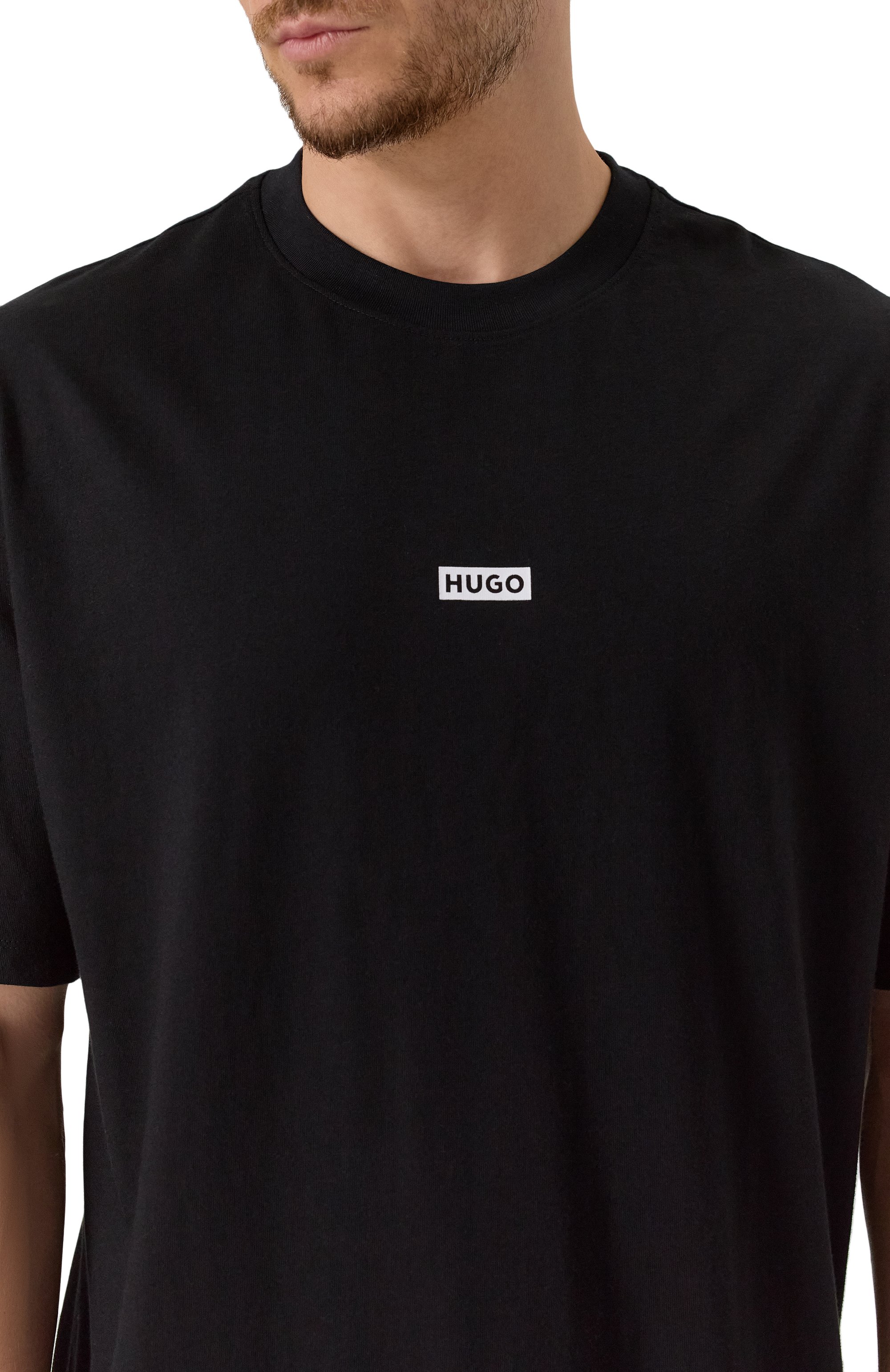 Хлопковая футболка HUGO BLUE черного цвета по цене 8295 руб., арт. 50509776, фото 5 Хлопковая футболка HUGO BLUE, арт. 50509776, фото 5